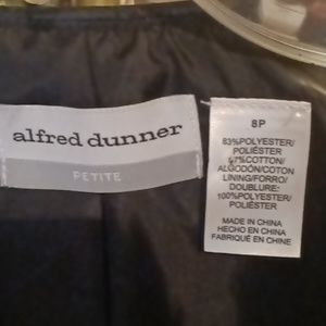 alfred dunner gray/black/tan patterned jacket w faux leather trim Size 8P